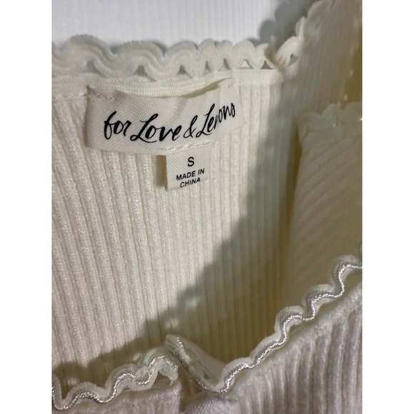 For Love & Lemons Ribbed Crop Top Lace Trim Button Front Tank Top S - Picture 3 of 3